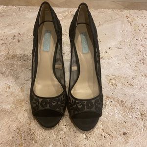 Betsey Johnson Black Lace Open Toe Pumps